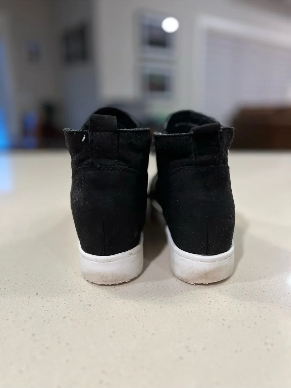 Soda Black Suede Platform Sneaker Booties with Silver Zippers Women's Size 9